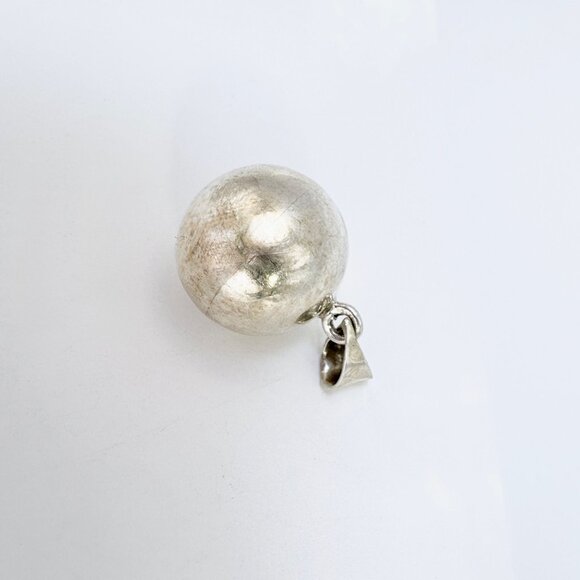 VTG Solid Sterling Silver 925 Ball Bead Sphere Pendant Size 0.75" Length - Picture 2 of 7